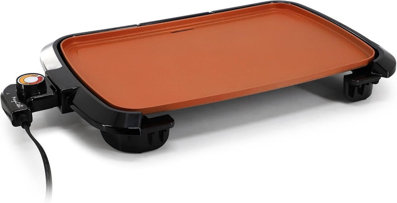 Mega chef Electric Grill with Copper Non-Stick Coating, Removable Drip Tray & Adjustable Temperature Control, Versatile Small Kitchen Appliance (16 Inch Grill) - Image 3